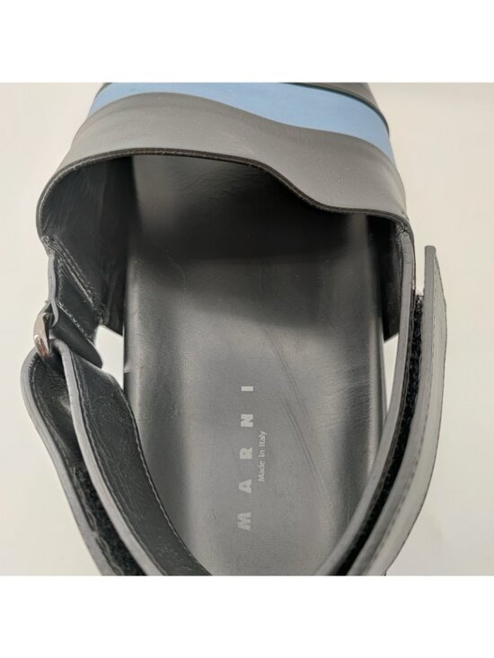 Marni Fussbett Men\'s Size 11 US Sandals Black Genuine Calfskin Leather Casual